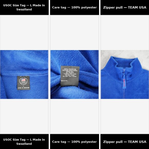 Team USA USOC Royal Blue Fleece Vest Men's Large Full Zip Embroidered Outdoor - Picture 8 of 12